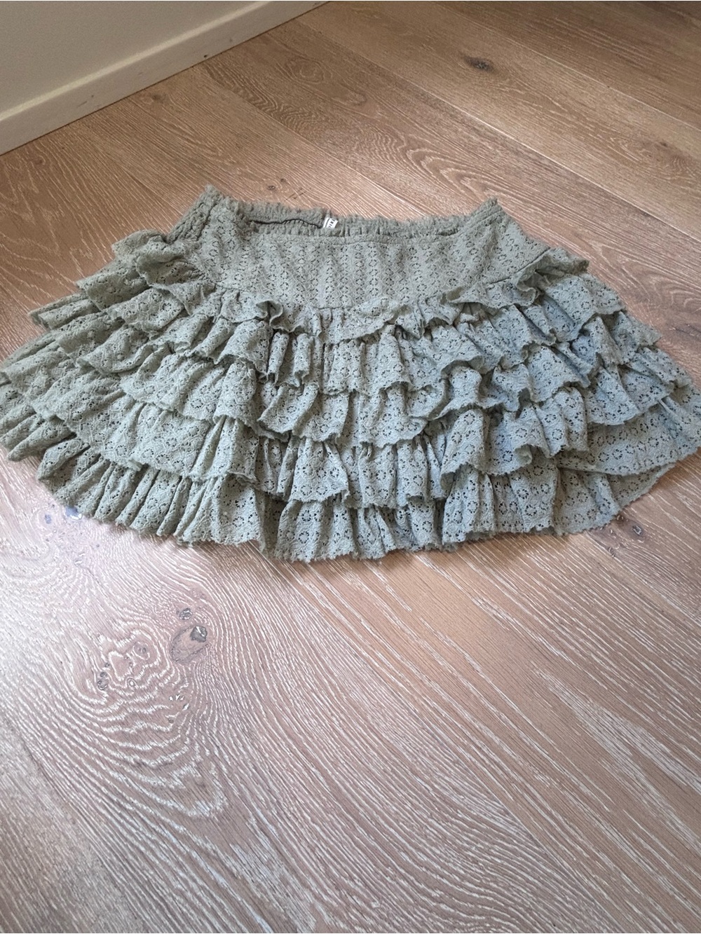 American Eagle Outfitters Sage Green Ruffled Lace Skort